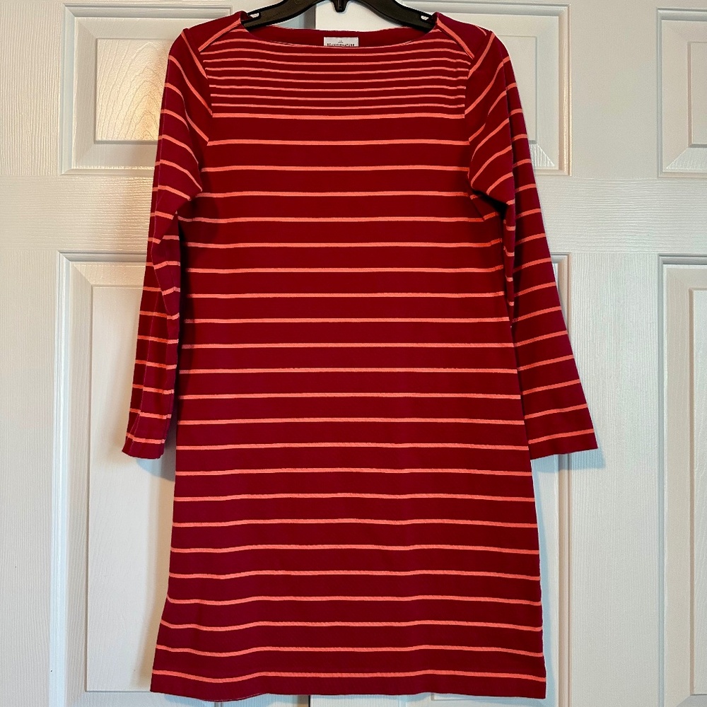 L.L.Bean Signature Rugby Stripe LS knit dress size 2P